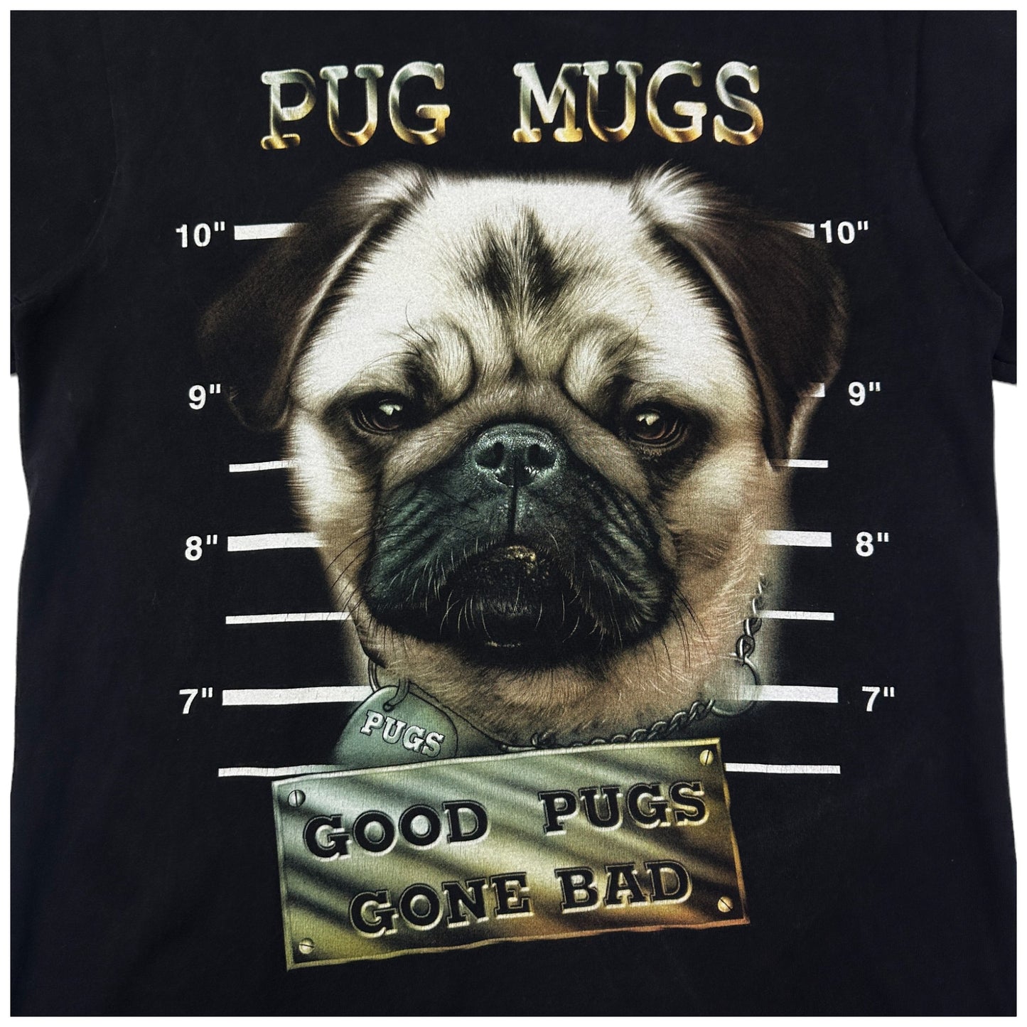 Camiseta print vintage Pug mugs (M)