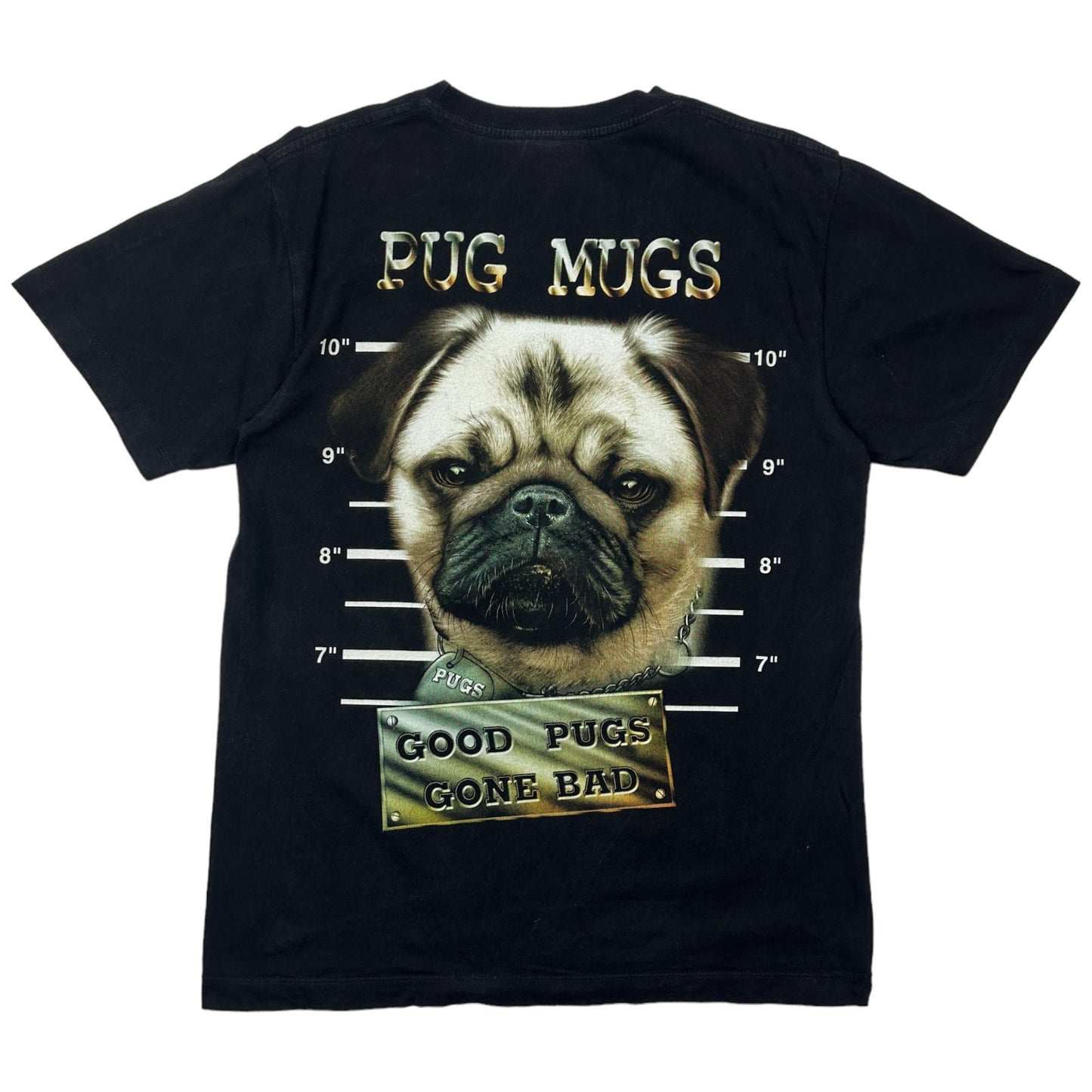 Camiseta print vintage Pug mugs (M)