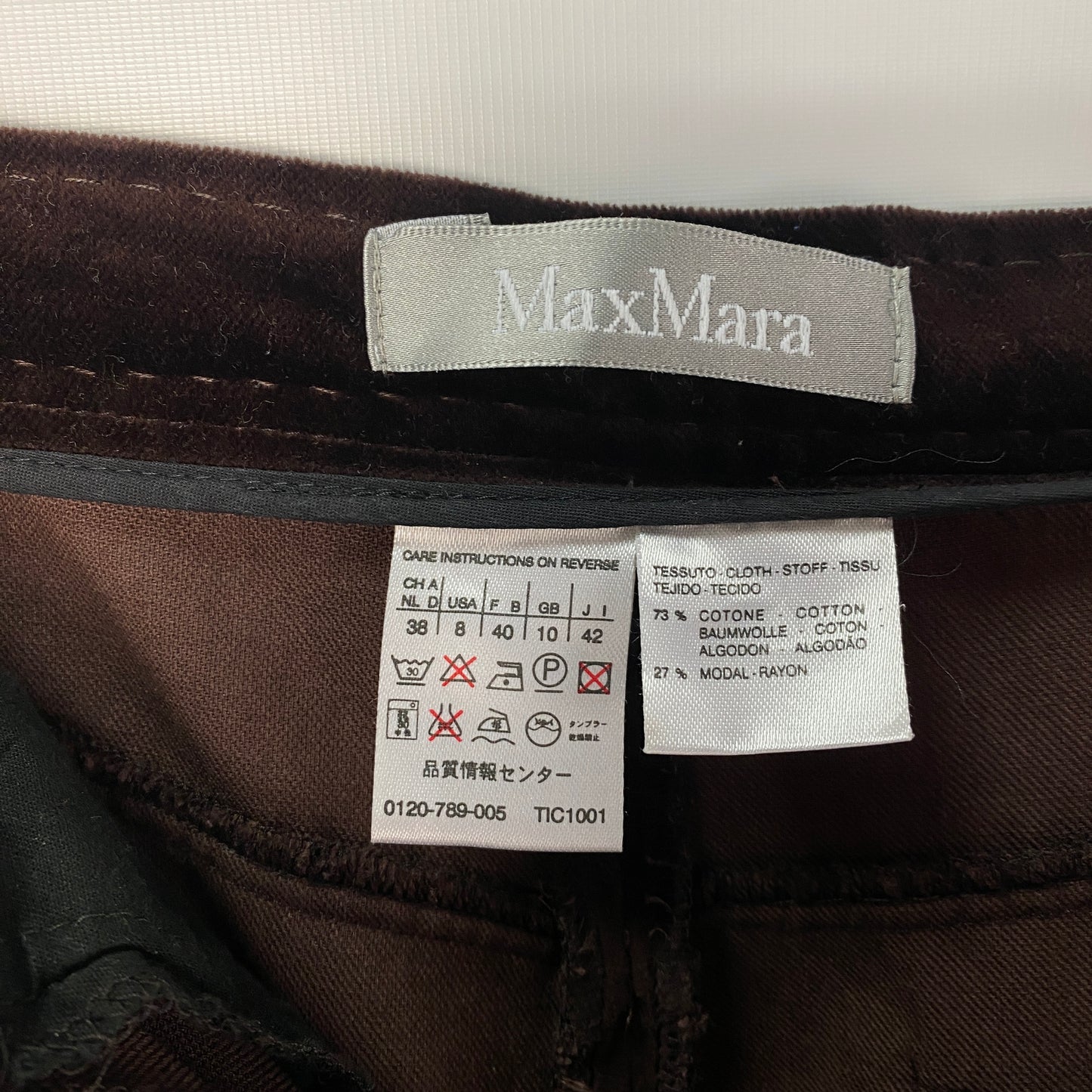 Pantalón Terciopelo Max Mara 38 Café